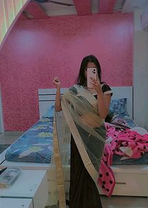 Black And Gold Net Sari With Blouse