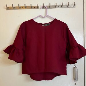 Red Bell Sleeves Top