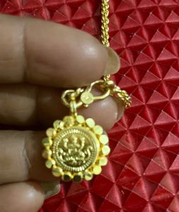 One Gram Gold Lakshmi Pendant Chain