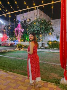Red & White Kurta