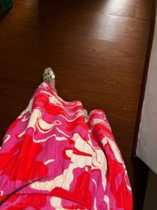 Fit&amp;Flare One Shoulder Pink Floral Maxi
