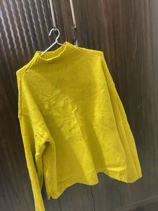 Yellow Knit Turtleneck Sweater