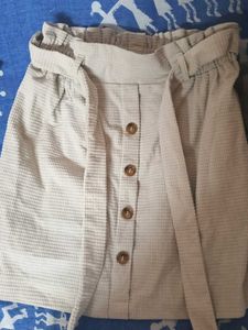 Beige Corduroy Mini Skirt