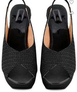 Chic Albely Black Wedge Sandals -length 23cm
