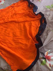 Orange Shrug Fit Dress With Dark Blue