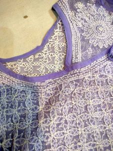 Lavender Embroidered Sheer Top