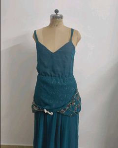 Vintage Teal A-Line Maxi Dress