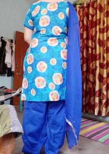 Blue Printed Salwar Kameez Suit
