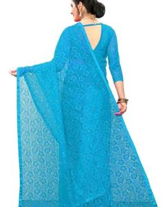 Cyan Net Saree
