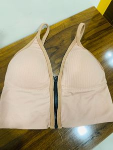 Pink Zipper Crop Top