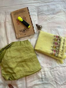 kurta set with organza hand painted dupatta