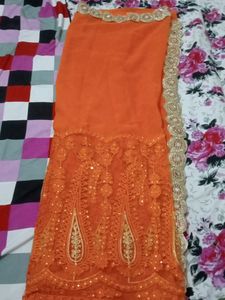 heavy mirror work saree