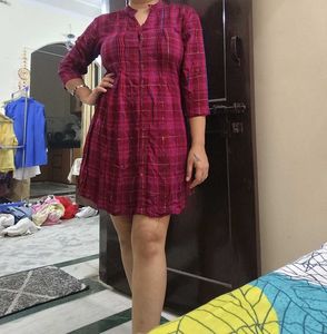 Check Line Dress Shirt Style With Belt