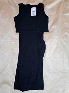 shein sleeveless ribbed Black ctop top &amp; Wide Leg