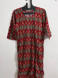 Printed Red and black kurta combo