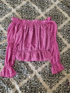 Aesthetic Off-shoulder Pink Crop Top 🩷