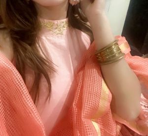Peach Halter Neck Kurta Set