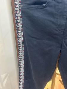 Embroidered Side-Striped Jeans