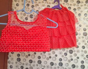 Brand New Beautiful Red Lehanga Choli Set For Kids