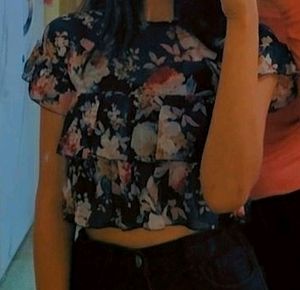 Black Ruffle Peplum Top