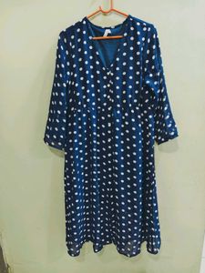 Navy Polka Dot Midi Dress combo of 2