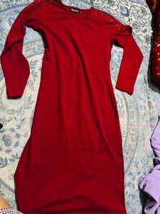 SASSAFRAS Red Embellished dress