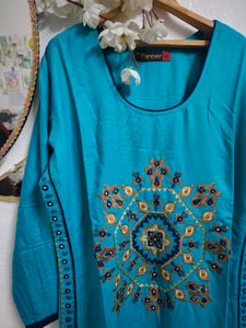 Blue Embroidered Kurta