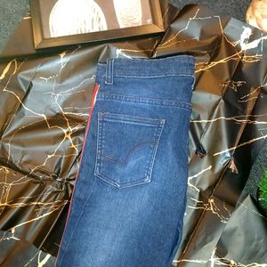Dark Blue SlimFit Jeans with Red-White Side Strips