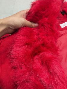 Red Faux Fur Collar Jacket🧑‍🎄❤️