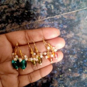Three Pairs Of Beads hanging Earrings