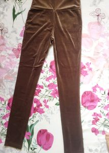 SHEIN High Waist Velvet Slim-fit Pant