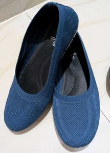 Blue Knit Ballet Flats