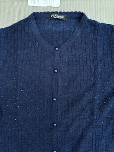 Navy Blue Button-Up Cardigan