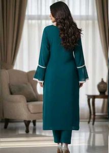 Teal Embroidered Kurta