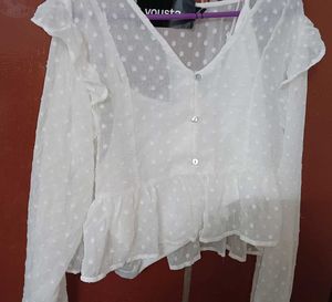 Elegant White Ruffle Top