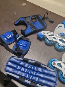Blue and White Roller Blades