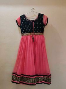 Elegant Pink &amp; Black Party Anarkali/Gown