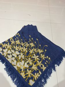 Stylish Blue Poncho For Girls