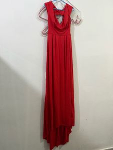 Red Maxi Tail Slit Backless dress for shoot/event