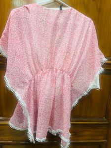 Pink Floral Kaftan Top