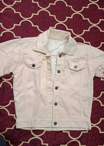 Peach Cropped Denim Jacket