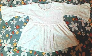 White Eyelet Peplum Top