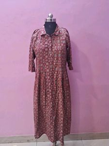 Printed Shirt Dress of maroon Ajrak
