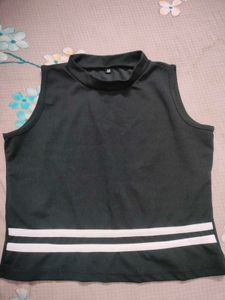 Black Crop Top 😍 With White Stripes. ✨