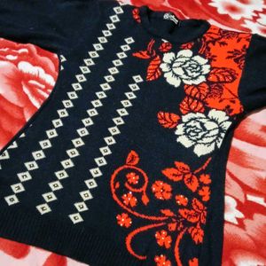 Floral Patterned Knit Sweater