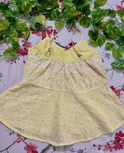 Bohemian Yellow Embroidered Peplum Top