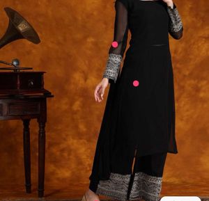 Embroidery Georgette Kurta Palazzo WithDupatta Set