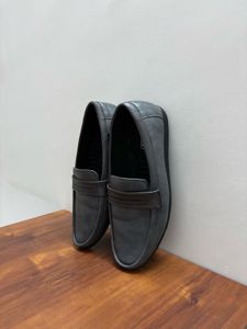 Gray Leather Loafers