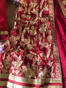 Elegant Cherry Red Gown Set with Dupatta