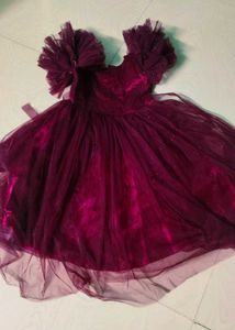 Dark Purple Colour Smooth Net Frock